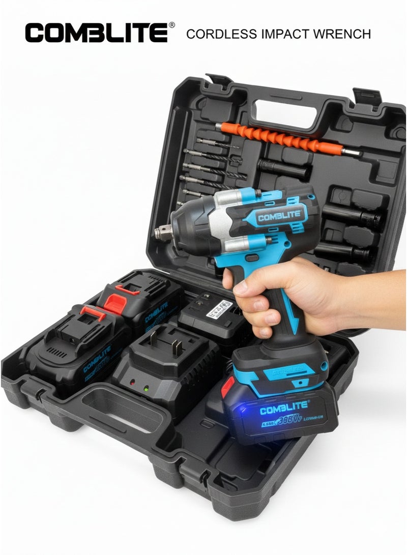 COMBLITE® LH-2107N Cordless Impact Wrench System - Brushless Motor – 1/2-Inch Square Drive – With 2x 4.0Ah Li-ion Batteries & Accessory Kit - Image 4
